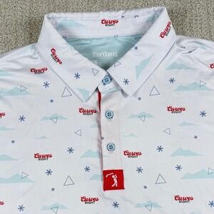 Bogey Bros Mens XL White Curves Right Mountains Performance Golf Polo Shirt